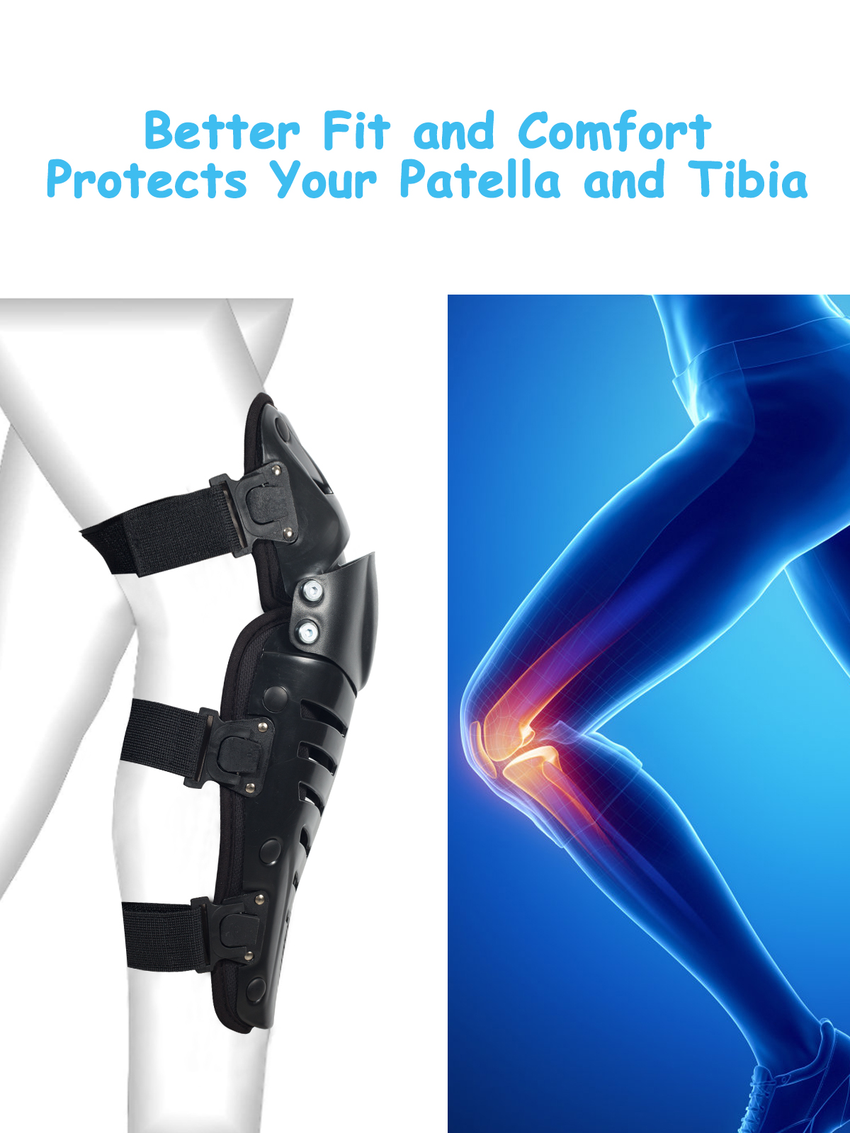 RIDBIKER Movable Knee Shin Guard Pads 3 Sections