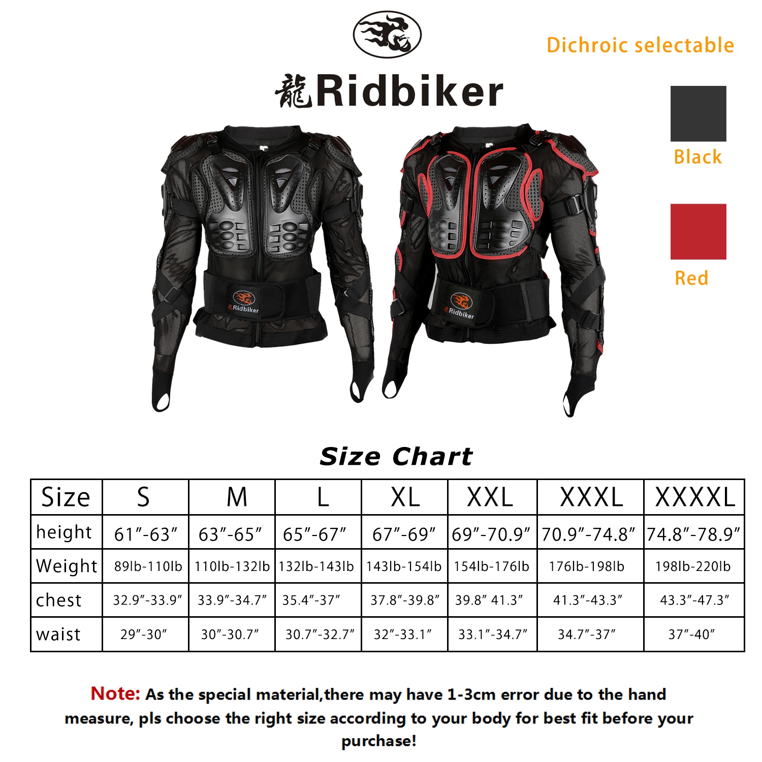 Ridbiker Motorcycle Full Body Armor Jacket
