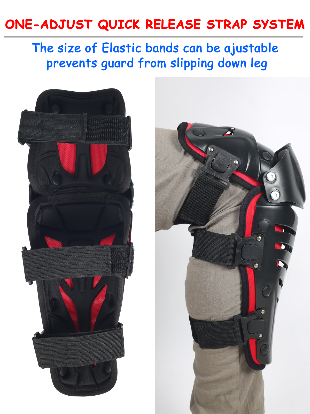RIDBIKER Movable Knee Shin Guard Pads 3 Sections