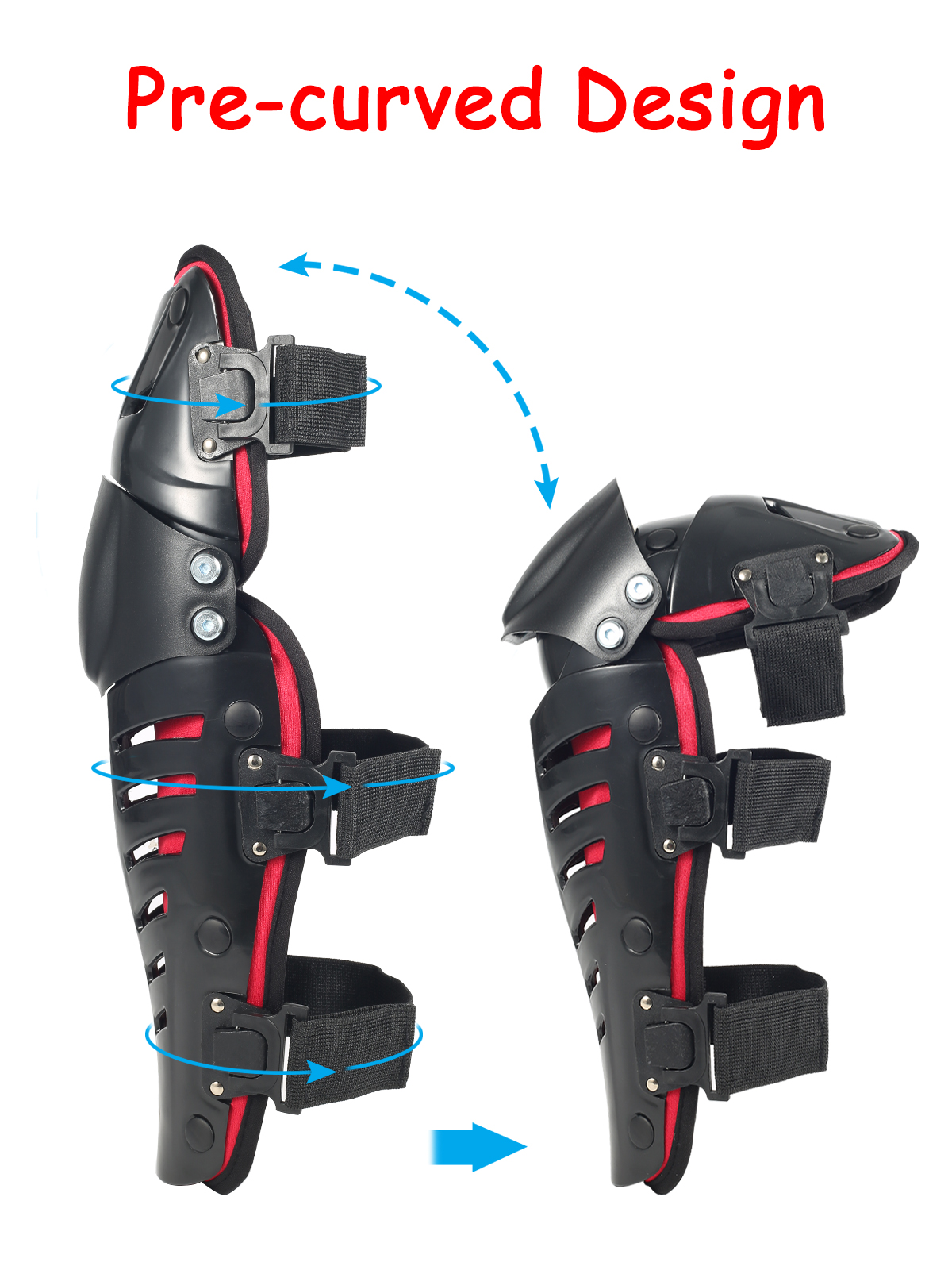 RIDBIKER Movable Knee Shin Guard Pads 3 Sections