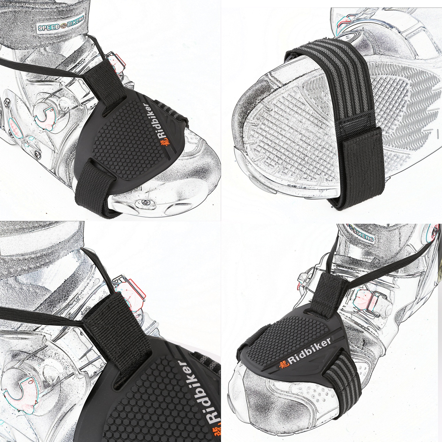 RIDBIKER Motorcycle Shoe Protector Motorbike Shift Pad Shoe Boot Cover Protective Gear Shift Cover Motorcycle Boots Protector