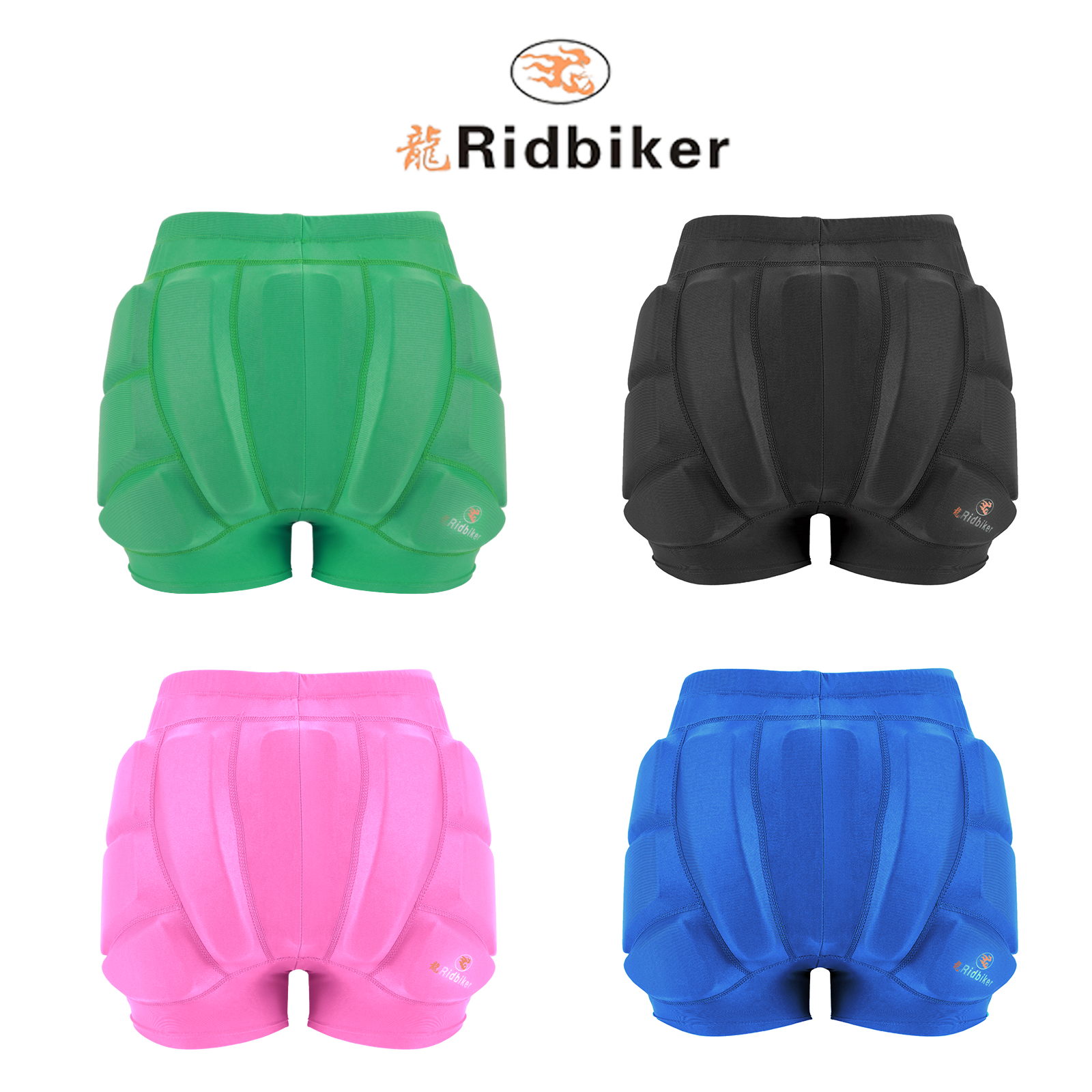 RIDBIKER Kids Hip Butt Protection Pads Shorts, Youth Child 3D Tailbone Protective Padded Short Pants for Skiing Skating Snowboard