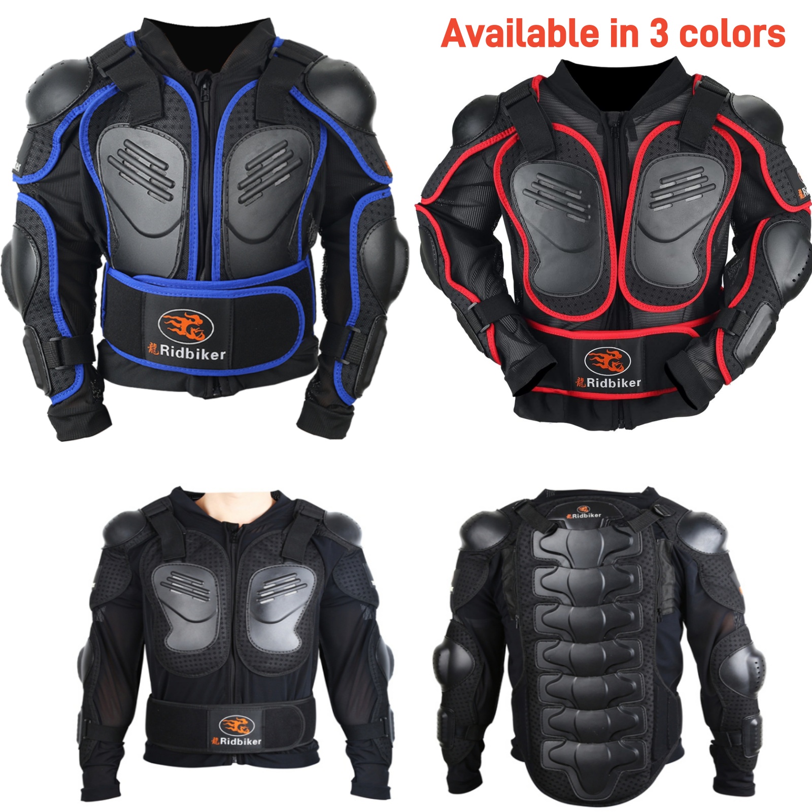 RIDBIKER Kids Dirt Bike Gear Riding Chest Spine Protector Youth Motorcycle Jacket with Armor Guards Set for Motocross Kids Full Body Protector with Elbow Knee Shin Guards