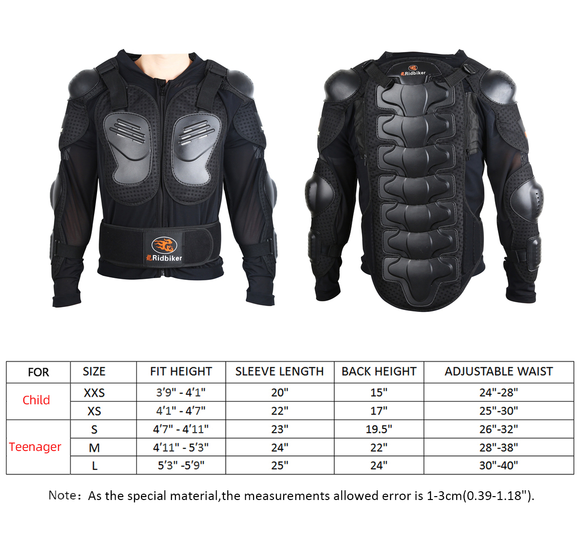 RIDBIKER Kids Dirt Bike Gear Riding Chest Spine Protector Youth Motorcycle Jacket with Armor Guards Set for Motocross Kids Full Body Protector with Elbow Knee Shin Guards