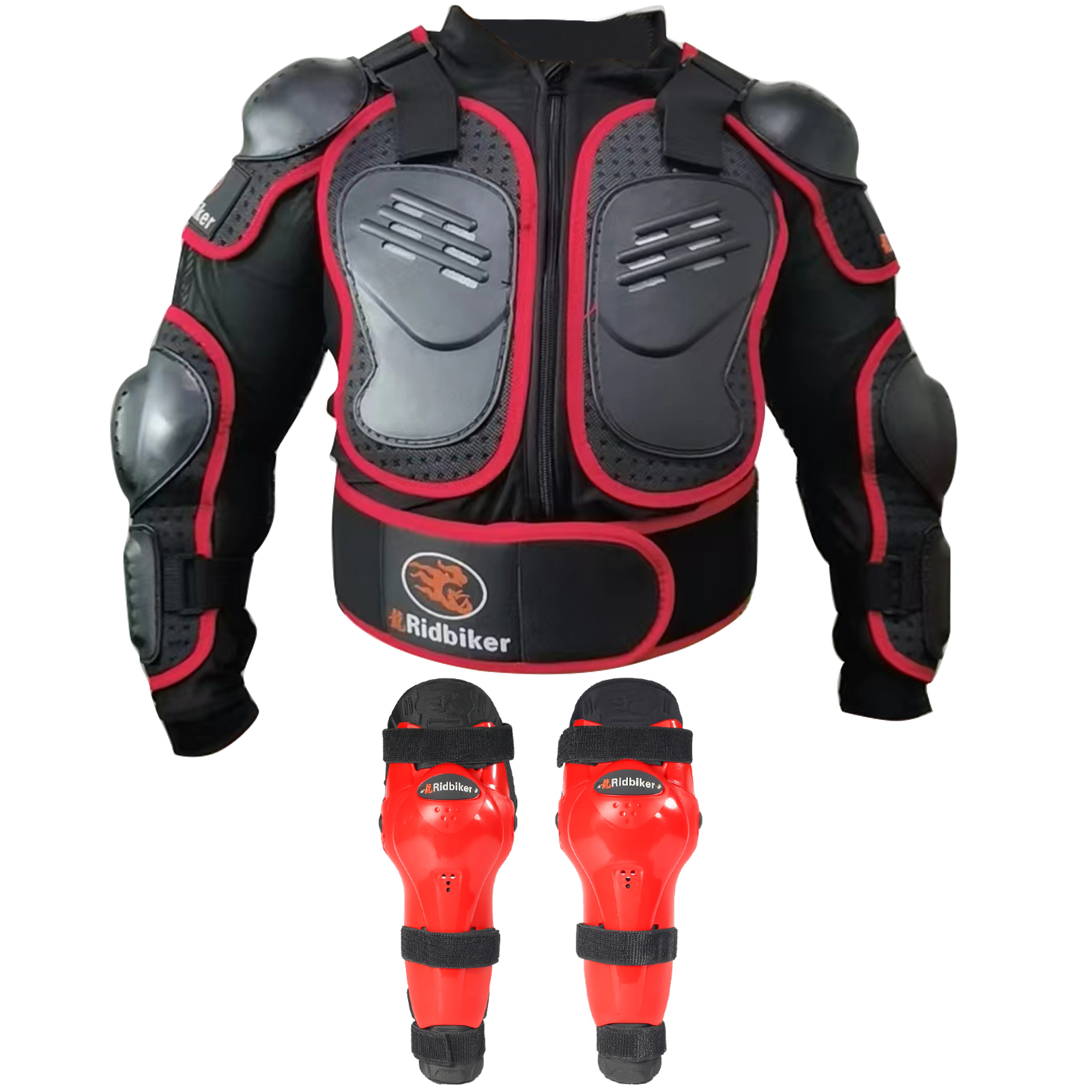 RIDBIKER Kids Dirt Bike Gear Riding Chest Spine Protector Youth Motorcycle Jacket with Armor Guards Set for Motocross Kids Full Body Protector with Elbow Knee Shin Guards