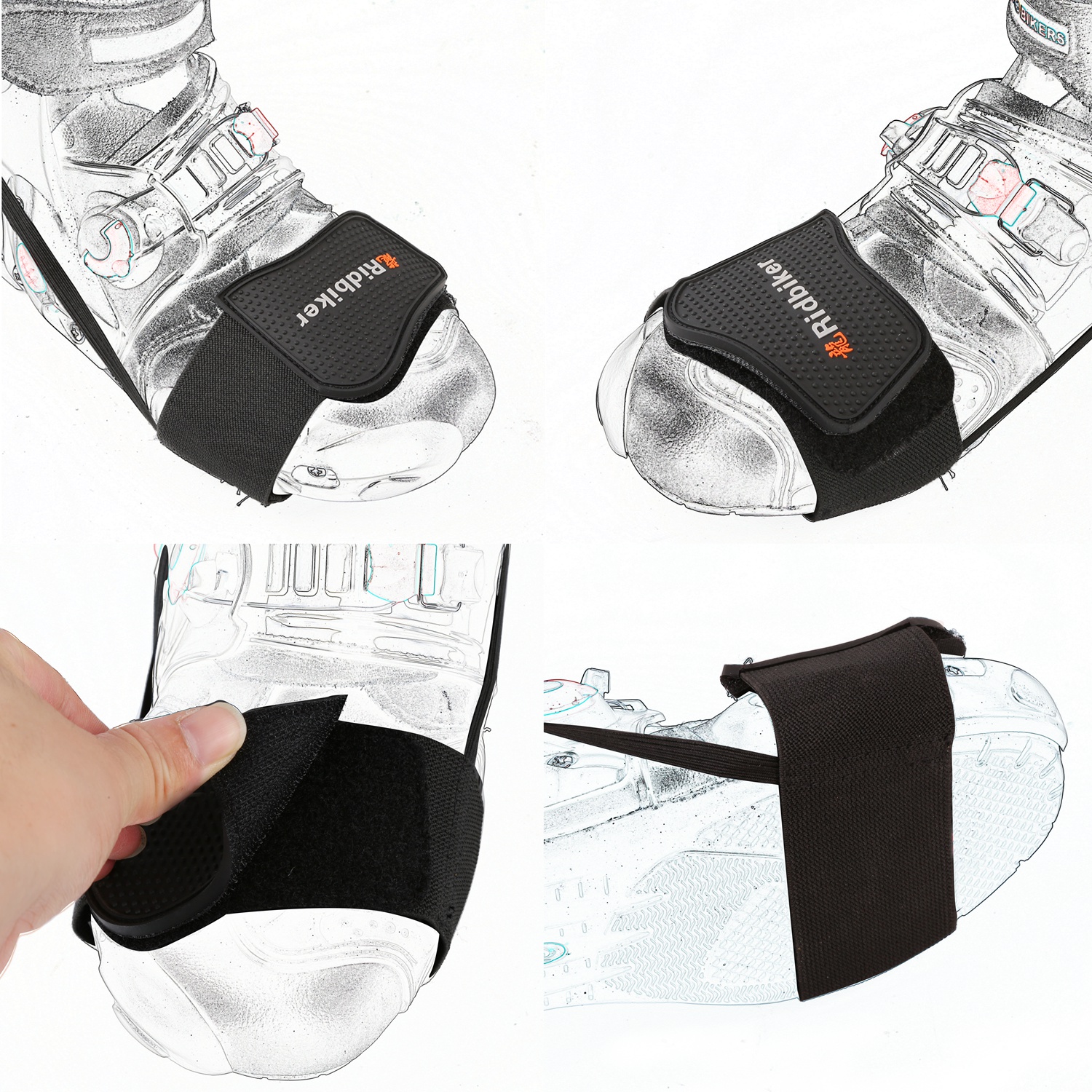 RIDBIKER Motorcycle Shoe Protector Motorbike Shift Pad Shoe Boot Cover Protective Gear Shift Cover Motorcycle Boots Protector